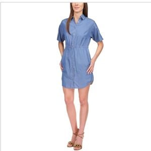 Michael Michael Kors Short Sleeve Chambray Shirt Dress Light Cadet Wash
